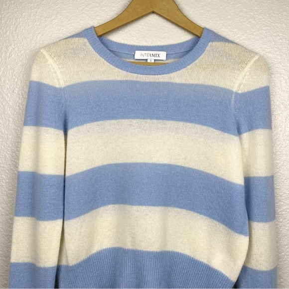 Intermix 100% Cashmere Cropped Striped Sweater - Picture 6 of 11